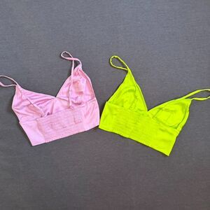 Aerie Satin Bralette Lot of 2 Pink & Neon Green Size Small Petite S/P